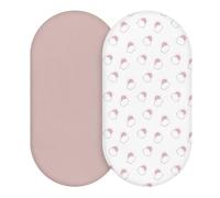 Muslin Bassinet Fitted Sheets, 2 Pack for Baby Boy and Girl, Soft Breathable Baby Pad/Mattress Sheet, Fit for Hourglass Oval and Rectangle Bassinet Mattress (Pink Cloud)