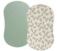 Muslin Bassinet Sheet Compatible with Halo Bassinest Swivel Flex Glide Premiere & Luxe Series Sleeper 2 Pack Cotton Stylish Boho Fitted Bassinet Sheets Super Soft for Baby Roman Green & Botanical Leaf