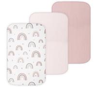 Muslin Bassinet Sheets Compatible with Chicco LullaGo, Dream On Me Skylar, Cloud Baby, Yacul Bedside Sleeper, 3 Pack, 20x32 in, Ultra Soft, Breathable, Snug Fit, Unisex Boys and Girls, Pink Rainbow