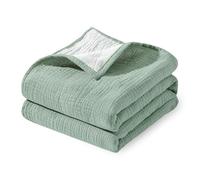 Muslin & Blanket for Newborns, 90 x 90cm Baby Throw, Cotton Breathable Unisex Infant Receiving Blanket, Baby Swaddle Cloth Wrap (Green)