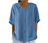 Muslin Blouse Women's Short Sleeve Shirt Women's Summer Elegant Tops Women's Summer Tops Women's Lightweight Boho Blouse Maternity Blouse Women's Blouses Shirt Blouse Solid Colour Casual Loose Tops,