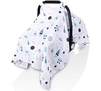 Muslin Car Seat Covers for Babies, Lightweight Infant Carseat Canopy, Breathable Baby Carrier Cover, Newborn Boys Girls Shower Gift, Fit Spring Summer/Hot Days/Warm Weather