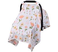 Muslin Carseat Cover for Babies, Metplus Breathable Infant Carseat Cover Lightweight Baby Carrier Cover for Girls Boys, Fit Spring Summer/ Hot Days/ Warm Weather, Pink Floral