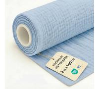 Muslin Fabric by the metre 2 M x 160 cm - Fabric for Crafts Sewing Decoration Perfect for Dressmaking Upholstery Accessories and DIY Couture Projects Oeko-Tex Sky Blue