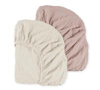 Muslin Mini Crib Sheets, 2 Pack for Baby Boy and Girl, Soft Breathable Stretchy Baby Pack N Play Mattress and Mini Cribs Sheet, Universal Fitted Portable/Mini Crib Mattresses (Gentle Colors)