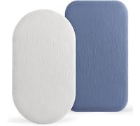 Muslin Moses Basket Sheets 2 Pack - 100% Cotton Next to Me Crib Sheets Fitted Bassinet Cot Sheets 83x43cm Fit for Oval Rectangle or Hourglass Bassinet Mattress (Blue&Grey)