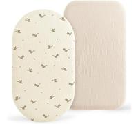 Muslin Moses Basket Sheets 2 Pack - 100% Cotton Next to Me Crib Sheets Fitted Bassinet Cot Sheets 83x43cm Fit for Oval Rectangle or Hourglass Bassinet Mattress (Goose)