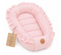 Baby nest babynest for Newborns with Carrying Handle 90 x 50 cm - Portable Baby nest for Bed Children Cuddle nest Cocoon for Boys and Girls Powder Pink Muslin C