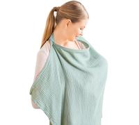 Muslin Nursing Cover for Baby Breastfeeding, Breathable Breastfeeding Cover, 100% Cotton Breastfeeding Cover with Rigid Hoop Privacy Nursing Covers for Mom Nursing Apron, Multi-use Carseat Canopy