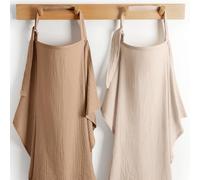 Muslin Nursing Cover Pack of 2-100% Cotton Muslin Breastfeeding Cover for Moms, Soft & Breathable Baby Nursing Scarf, Adjustable Neck Strap (Sand and Cedar)