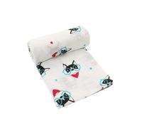 Muslins Swaddle Blanket for Newborn/Baby, Chickwin Soft Cartoon Animals Print Cotton Muslins Cloths Bath Towel Toddler Unisex Baby Shower Pram Cot Bed Sleeping Throw (110x110cm,Black Puppy)