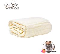 Muslins Swaddle Blanket for Newborn/Baby, Chickwin Soft Solid Color 6 Layers of Cotton Muslins Cloths Bath Towel Toddler Unisex Baby Shower Pram Cot Bed Sleeping Throw (105x105cm,Yellow)