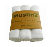MuslinZ 3 Pack Bamboo/Organic Cotton Muslin Squares 70x70cm - White