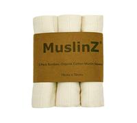 MuslinZ 3PK Baby Muslin Squares, Burp Cloths, Newborn Essentials, Soft Bamboo/Organic Cotton 70 x 70cm (Unbleached)