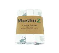 MuslinZ 3PK Baby Muslin Squares, Burp Cloths, Newborn Essentials, Soft Bamboo/Organic Cotton 70 x 70cm (Elephant)