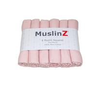 MuslinZ- 6 pack Muslin Squares Baby Burp Cloths 70x70cms Perfect for Newborns, multi-use, Oeko-Tex standard 100, UK brand. (Pale Pink)
