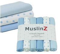 MuslinZ Boys Mix Baby Muslin Squares (Pack of 6, Blue)