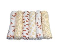 MuslinZ 6pk Luxury Bamboo-Organic Cotton Mix Muslin Squares 70x70cms - Soft Newborn Burp Cloths (Laurel Mix)