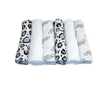 MuslinZ 6pk Luxury Bamboo-Organic Cotton Mix Muslin Squares 70x70cms - Soft Newborn Burp Cloths (Leopard Mix)