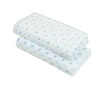 MuslinZ Baby EX Large Muslin Squares, Soft, Breathable and Absorbent Newborn Receiving Blanket, Swaddles XL 100x90cms 100% Cotton (2 Pack) (Blue)