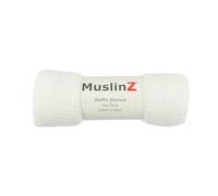 MuslinZ Baby Receiving Waffle Blanket, Baby Cellular Blanket, Moses Basket Blanket 100% Cotton 90x75cms (White)