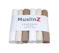 MuslinZ Muslin Cloths for Baby - Baby Burp Cloths - 6 Pack Muslin Squares - Large 70x70cm - Pure Cotton - Soft, Absorbent & Breathable - Multi Use Newborn Cloths - UK Brand (Taupe Neutrals)