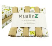 MuslinZ Muslin Squares - Muslin Cloths for Baby - Baby Burp Cloths - 6 Pack Muslins - Large 70cm - Organic Cotton - Absorbent & Breathable - Multi Use Newborn Cloths (Garden Mix Organic)