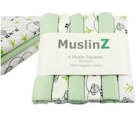 MuslinZ Muslin Squares - Muslin Cloths for Baby - Baby Burp Cloths - 6 Pack Muslins - Large 70x70cm - Boy, Girl, Unisex - Cotton - Absorbent & Breathable - Multi Use Newborn Cloths (Sheep Mix Organic)