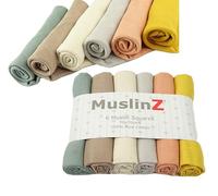 MuslinZ Muslin Squares - Muslin Cloths for Baby - Baby Burp Cloths - 6 Pack Muslins - Large 70x70cm - Boy, Girl, Unisex - Cotton - Absorbent & Breathable - Multi Use Newborn Cloths (Neutral)