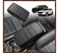 Muslogy Center Console Cover Compatible with 23 24 2025 2026 Honda CR-V Accessories CRV Hybrid LX EX EX-L Sport Touring Armrest Cover Lid Cushion Protector Vegan Leather Extra Soft(Black/White Trim)