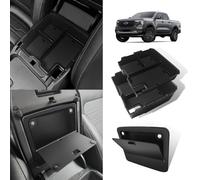 Muslogy Center Console Organizer Two-Layer & Hidden Box Magnet Opening Design Compatible with Ford Ranger 2024 2025 & Raptor Accessories Secret Organizer Insert Tray Divider Storage Box