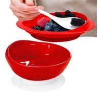 MUSLONG Plate and Bowl with High Rim, BPA-Free, Suction Cup, Anti-Slip, Eating Aid, Raised Edge for the Care of Disabled and Elderly People (Red, Bowl + Plate)