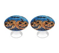 MUSM 2-Pack Stainless Steel Drawer Pulls, Round Cabinet Handles, Pumpkin in The Night Cabinet Knobs for Kitchen Cabinets, Furniture Doors & Wardrobes