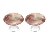 MUSM 2-Pack Stainless Steel Drawer Pulls, Round Cabinet Handles, Retro Peach Flowers Cabinet Knobs for Kitchen Cabinets, Furniture Doors & Wardrobes