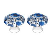 MUSM 2-Pack Stainless Steel Drawer Pulls, Round Cabinet Handles, White Blue Ink Cabinet Knobs for Kitchen Cabinets, Furniture Doors & Wardrobes