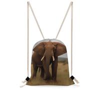 MUSM African Animal Elephant Drawstring Backpack for Women Men - 13.8"x19.7" Lightweight Cinch Bag Large Capacity Gym Drawstring Bag Aesthetic Sackpack Sports Backpack for Travel, Beach