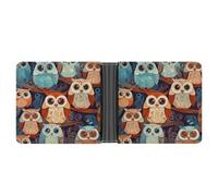 MUSM Anime Owl_77921330 Leather Wallet Bifold Stylish Wallet Coin Purse Credit Pass Case Slim Billfold for Men