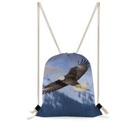 MUSM Bald Eagle Flying Drawstring Backpack for Women Men - 13.8"x19.7" Lightweight Cinch Bag Large Capacity Gym Drawstring Bag Aesthetic Sackpack Sports Backpack for Travel, Beach