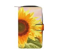 MUSM Beautiful Sunflower Leather Wallet，Bifold Clutch Billfold，Large Capacity Luxury Wallets for Everyday Use
