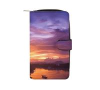 MUSM Beautiful Sunset at Thailand Leather Wallet，Bifold Clutch Billfold，Large Capacity Luxury Wallets for Everyday Use