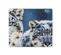 MUSM Blue Eyed Snow Leopard Bifold Wallet for Men Women, Slim Leather Wallet with 2 Card Slots, Photo Window, 2 Cash Pockets, Compact Travel Minimalist Wallets Men Purse for Daily Use
