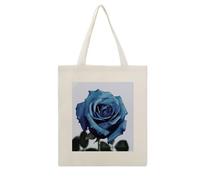 MUSM Blue Rose Blooms Canvas Tote Bag for Women Reusable Grocery Shopping Bags with Handle Tote Bag with Aesthetic Prints Economical Cotton Totes for Grocery Gifts 16x13 in
