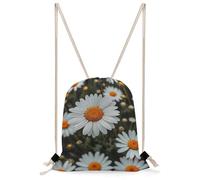 MUSM Bohemian Daisy Badge Drawstring Backpack for Women Men - 13.8"x19.7" Lightweight Cinch Bag Large Capacity Gym Drawstring Bag Aesthetic Sackpack Sports Backpack for Travel, Beach