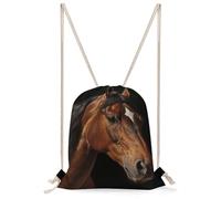 MUSM Brown Horse Drawstring Backpack for Women Men - 13.8"x19.7" Lightweight Cinch Bag Large Capacity Gym Drawstring Bag Aesthetic Sackpack Sports Backpack for Travel, Beach