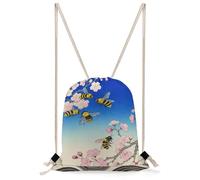 MUSM Bumble Bees Print Drawstring Backpack for Women Men - 13.8"x19.7" Lightweight Cinch Bag Large Capacity Gym Drawstring Bag Aesthetic Sackpack Sports Backpack for Travel, Beach