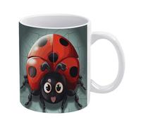 MUSM Cartoon Ladybug Coffee Mug Double-Sided Printed Ceramic Mug 11oz Tea Cup for Gift Funny Coffee Cup for Home, Office & Cafe, Dishwasher Safe