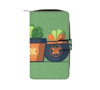 MUSM Cartoon Potted Plant Leather Wallet，Bifold Clutch Billfold，Large Capacity Luxury Wallets for Everyday Use