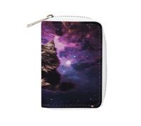 MUSM Cat Sitting Inside Nebula Leather Card Bag Slim Anti-scratch Card Holder Lightweight Minimalist Card Organizer for Business Office Daily Travel Outdoor Casual Daily Life Use