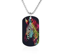 MUSM Colorful Rainbow Zebra Pendant Necklace,Simple Trendy Unique Necklace,Personalized Fade Free Pendant,Titanium Steel Chain for Daily Wear And Holiday Gift