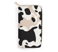MUSM Cow Spot Leather Wallet Minimalist Clutch Wallet Card Cases & Money Organizers with Smooth Zippers